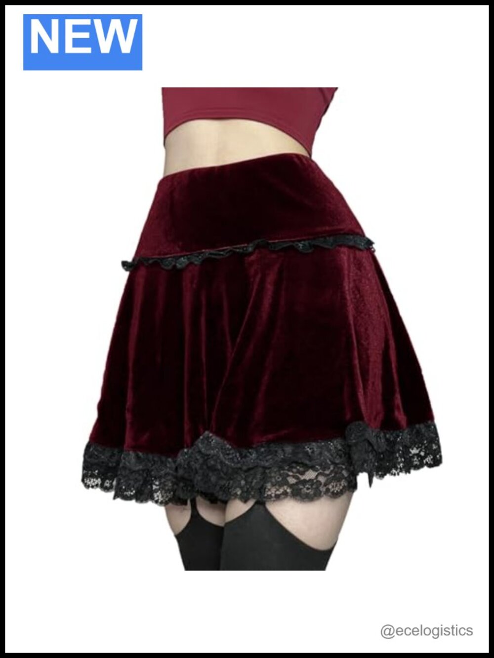 Women's Velvet Lace Ruffle Mini Skirt High Waist Pleated Y2K Punk Goth Party